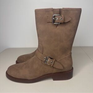 DV by Dolce Vita Payce Brown Moto Boots Women’s Size 10 Mid Calf Faux Leather